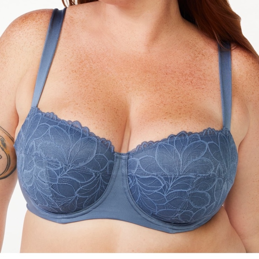 Joyspun women plus size underwear Balconette blue bra size 46DD New